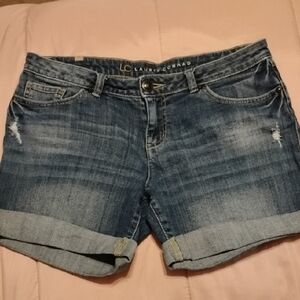 LC Lauren Conrad Blue Jean Shorts with Cuffed Hem